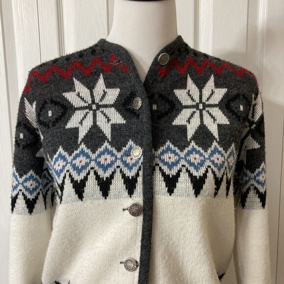 Vintage Lady Puritan Snowflake Cardigan Sweater Womens Size S/M Button Front - Picture 6 of 15